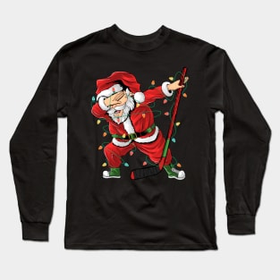 Dabbing Santa Christmas - Ice Hockey Player - Cool Xmas Pajama Long Sleeve T-Shirt